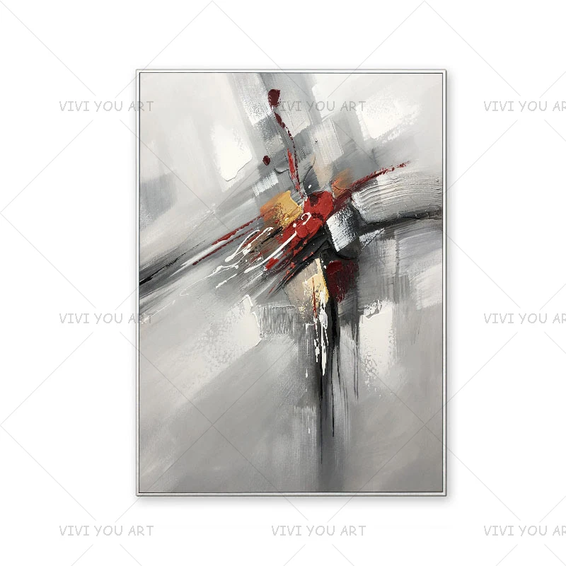 

High Quality Wall Decoration Grey Abstract Acrylic Painting Handmade Abstract Fashion Acrylic Painting for Living Room Bedroom