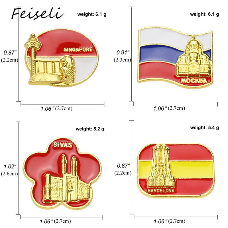 Feiseli Милая брошь с русским испанским флагом для зданий женщин детей рубашка