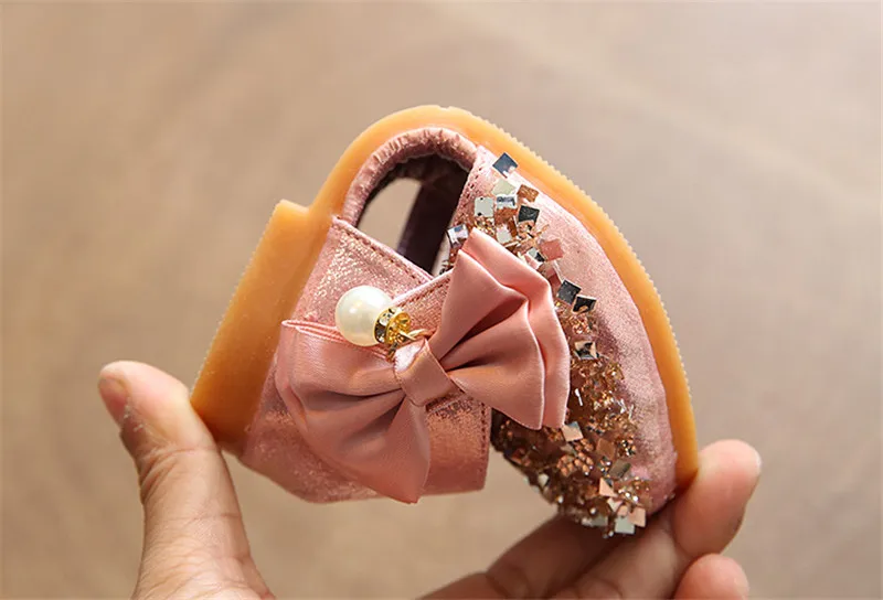 

Girl Bowknot Sequin Princess Shoes Kids Mary Jane Shoes Baby Soft Bottom Non-slip Plat Dance Shoes Spring Summer Shoe Size 21-36