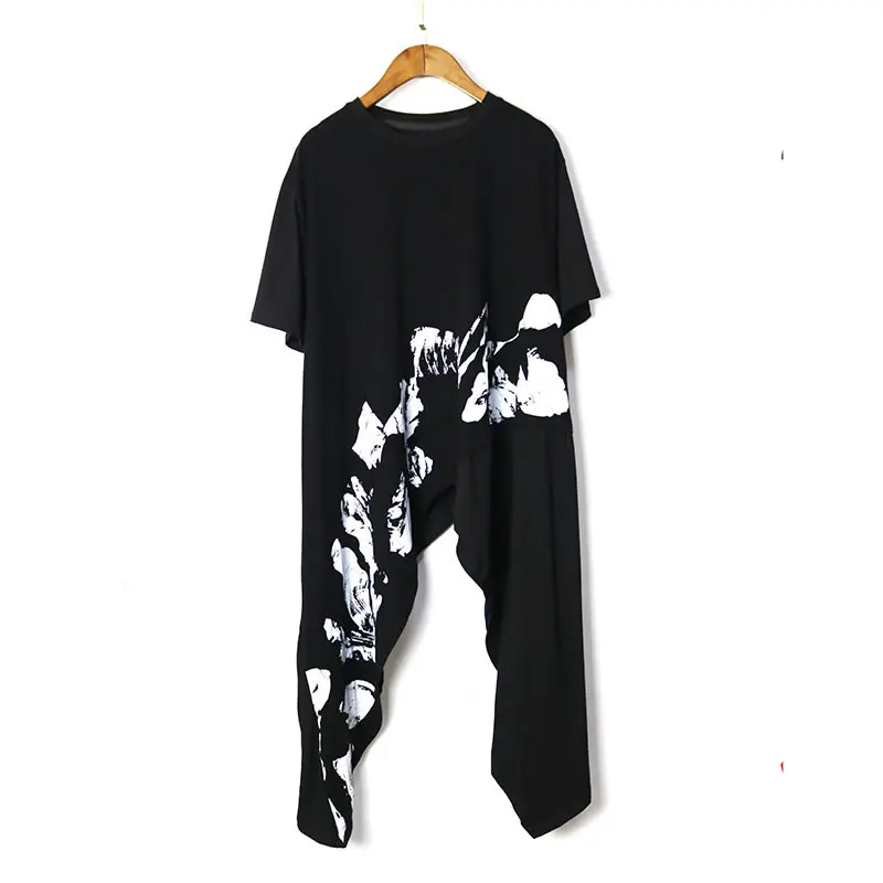 

XITAO Irregular Print Pattern T Shirt Women Clothes 2021 Summer New Loose Pullover Short Sleeve Plus Size Casual Tee ZY6280