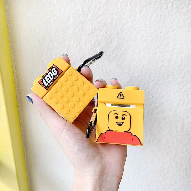 Чехол для Apple Airpods 1/2 милые мультяшные строительные блоки игрушка кирпичная