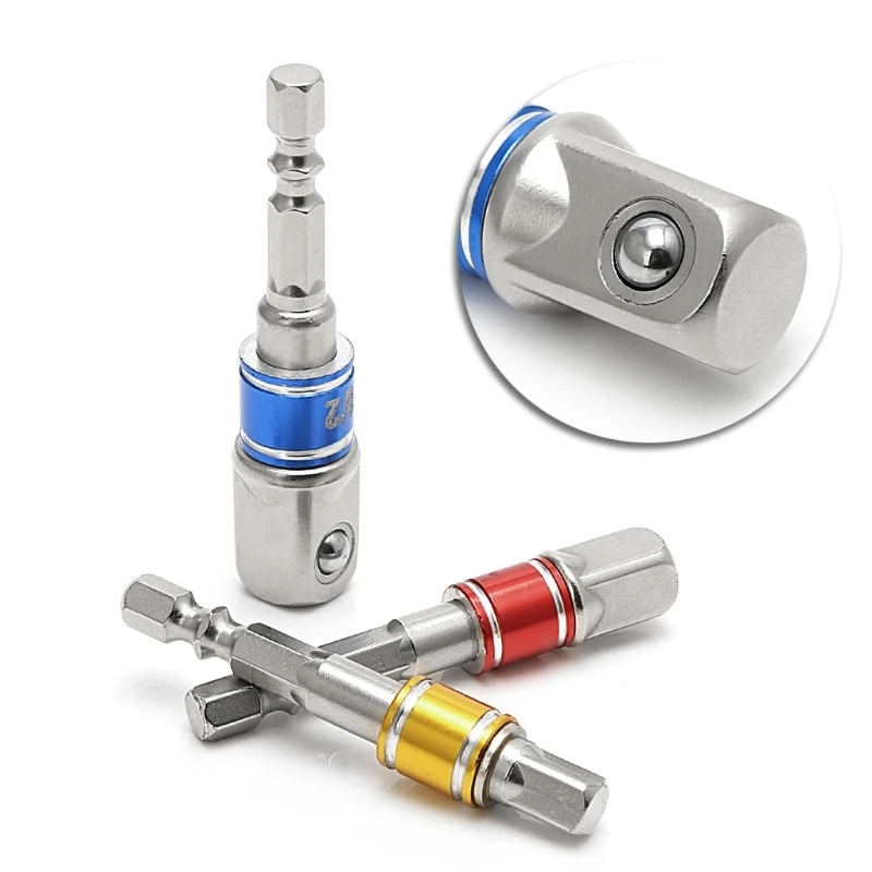 

1Set/3pcs Hex Drill Power Bit Socket Drive Adaptor Exension 1/4" 3/8" 1/2" Socket Bit Adaptor Hex Shank With Fixed Collar Rings