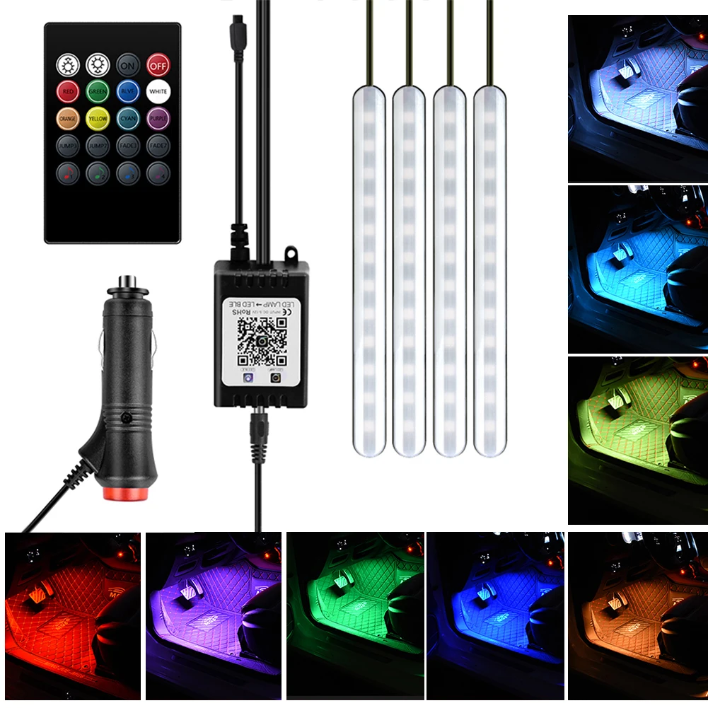 

APP+Voice+Remote Control Car RGB Light Strip Auto Interior Atmosphere Led Decorative LED Lamps Auto Ambient Music Gradient Bulb