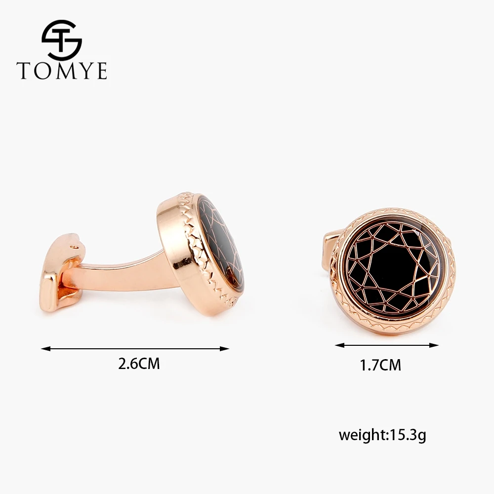 

TOMYE Men's Cufflinks High Quality Rose Gold Round Metal Groom Vintage Shirt Cuff Links Wedding Gift XK19S103