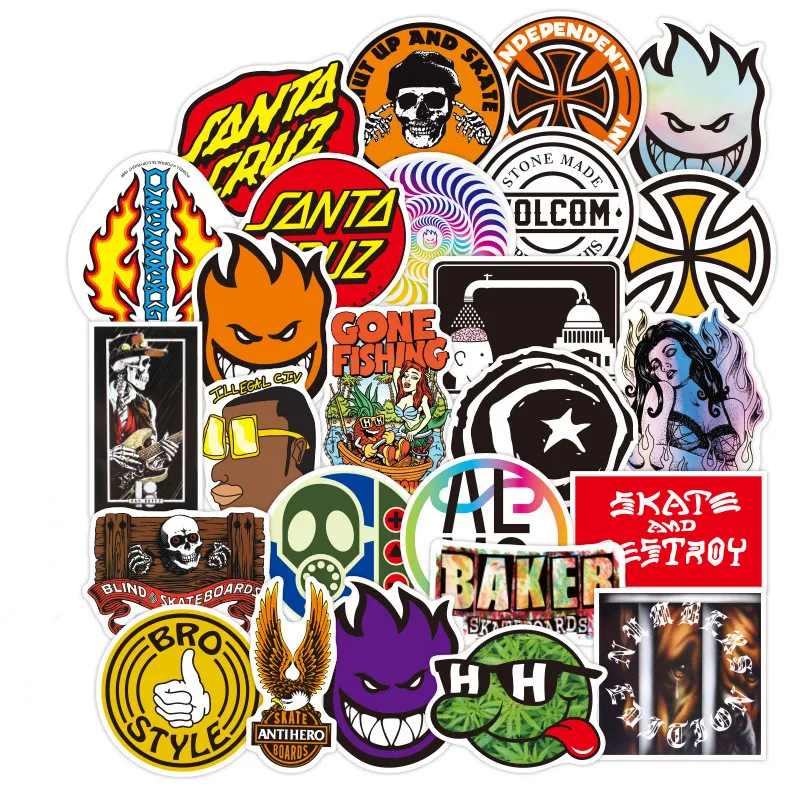 

50/100PCS Strong Viscosity Brands Logo Tide Brand Stickers Luggage Motorcycle Trolley Case Notebook Guitar Waterproof Stickers