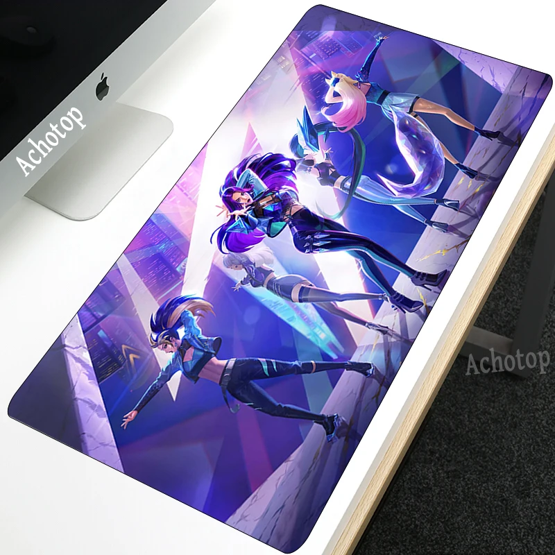 

LOL KDA ALL OUT K/DA Large Gaming Mouse Pad Lockedge Mouse Mat For Laptop Computer Desk Pad Keyboard Mat soft Mousepad for Gamer