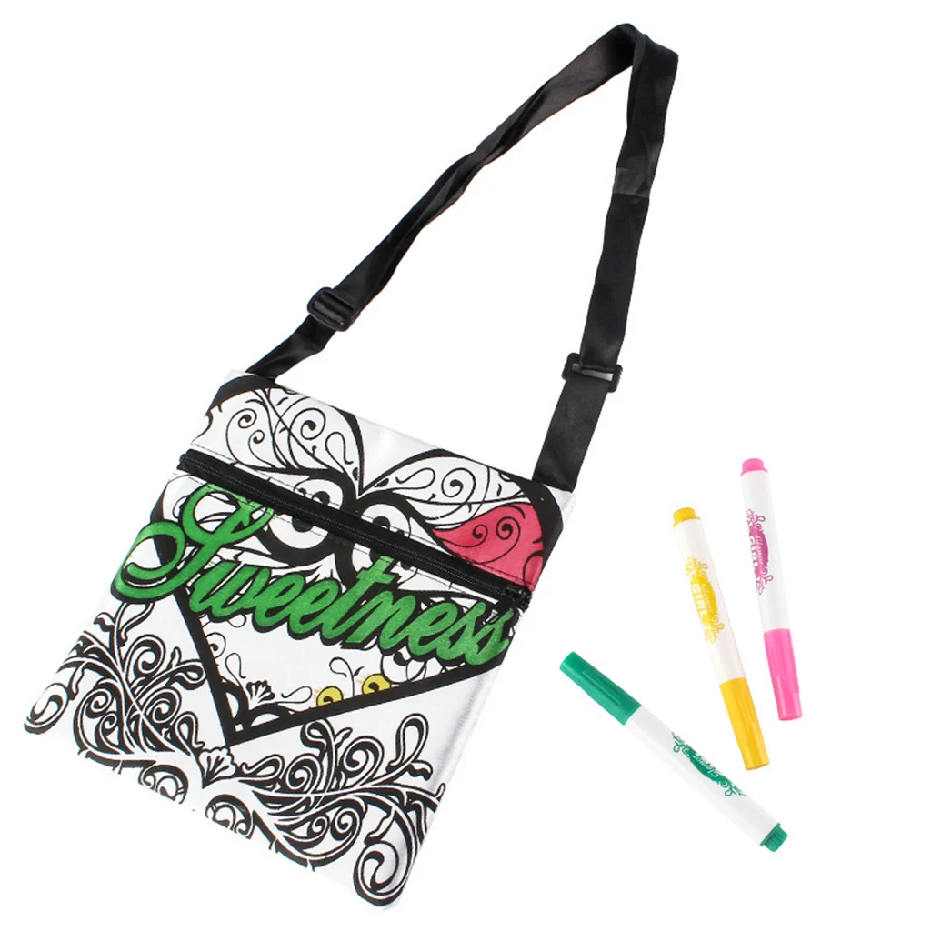 

Graffiti Painting Tote Bag Antistress Puzzles Eco-friendly Educational Toy Children DIY Art Crafts Materials with Painting Pens