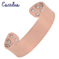 escalus magnetic therapy copper bracelet double 3500 gauss magnets 19mm width heavy pure copper bangle for arthritis pain relief
