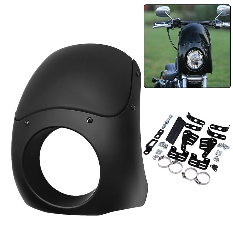 

5-3/4 inch Motorcycle Headlight Fairing Windshield Kits Black for Low Glide