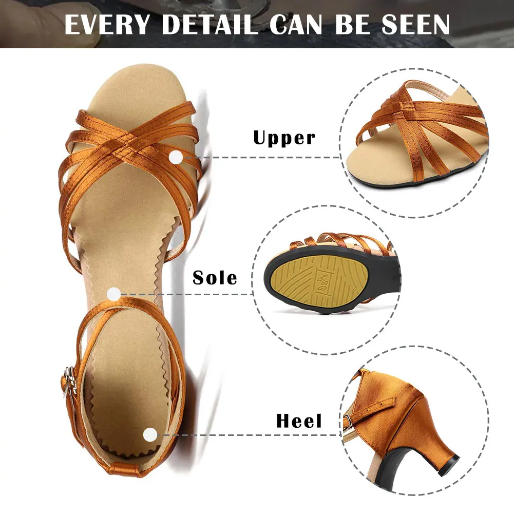 Latin dance shoes Women Party Pole dancing shoes Ballroom dance Sneakers Tango Salsa High Heeled Fashion Sandals 5/7cm