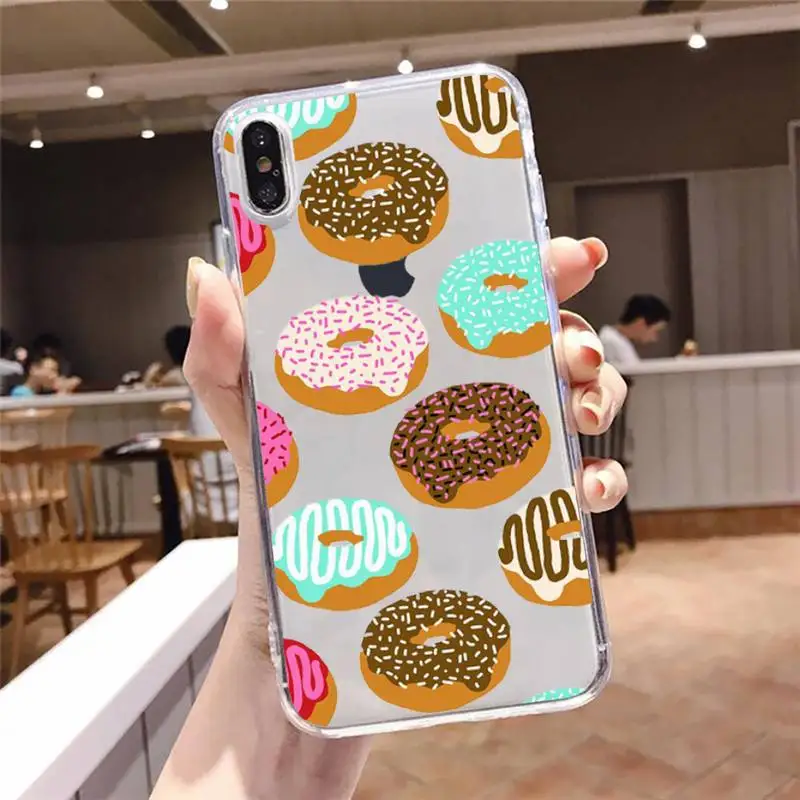 

girly cute donut cake Phone Case Transparent soft For iphone 5 5s 5c se 6 6s 7 8 11 12 plus mini x xs xr pro max