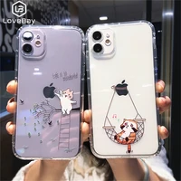 lovebay cute cat painting case for iphone 13 12 pro max 11 pro max xs max xr x 7 8 plus clear shockproof camera protection cover