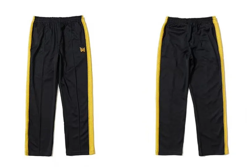 Мужские и женские спортивные штаны 19FW AWGE черные в полоску с вышивкой бабочки