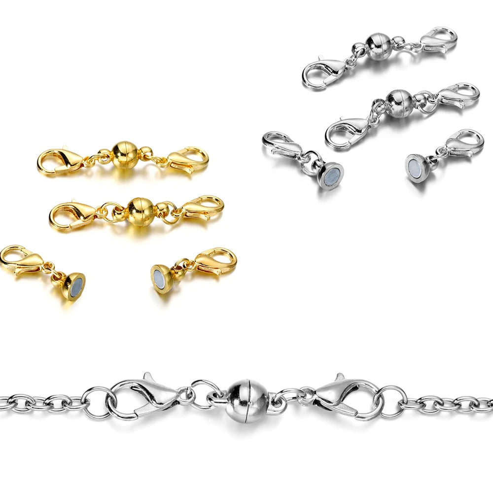 5 штук/упаковка Магнитная застежка Карабин Сочетание Родий Кожаные Браслеты Ожерелья Для изготовления украшений на руки рукоделие аксессуары.