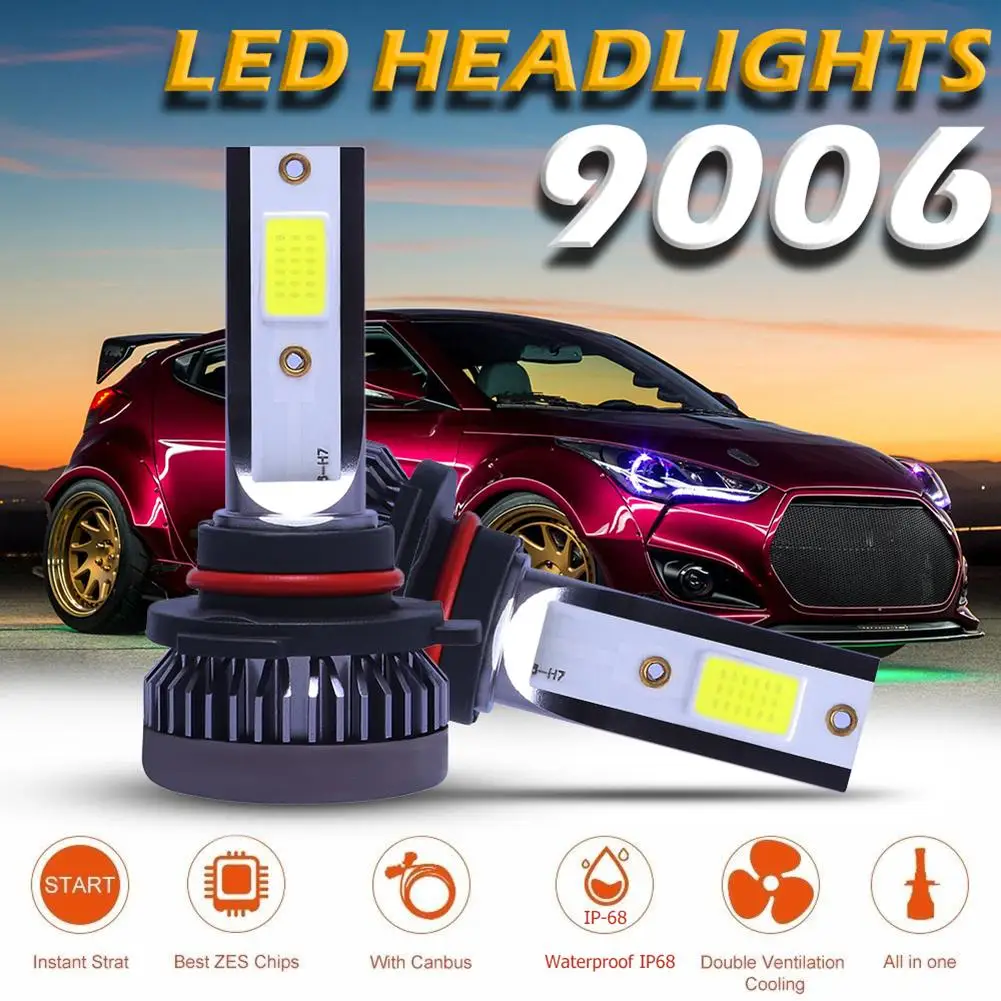 

1 Pair Mini COB LED Car Headlight Bulbs 72W 12000LM 8000K Built-in Cooling Fan and Ballast Dissipate Heat Auto Headlamp Bulbs