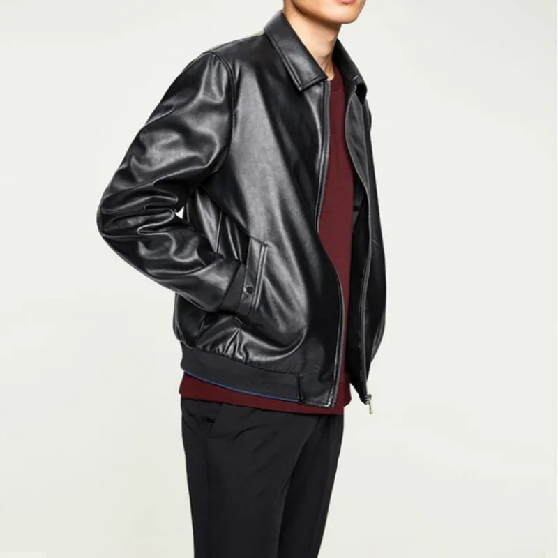 Куртка мужская из ПУ кожи деловой Повседневный пиджак мотоциклетное пальто