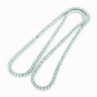 green crystal 1 row tennis chain womens hip hop necklace silver color pink blue champagne rap iced out jewelry 5 mm rock roll