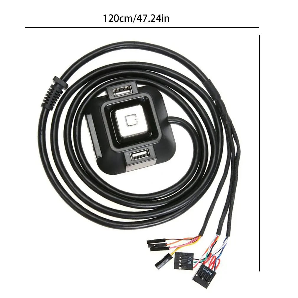 

Desktop Computer PC Power Supply Case on / Off Reset Button Switch Cable Block Extender with Dual USB Dual Port Audio Jack