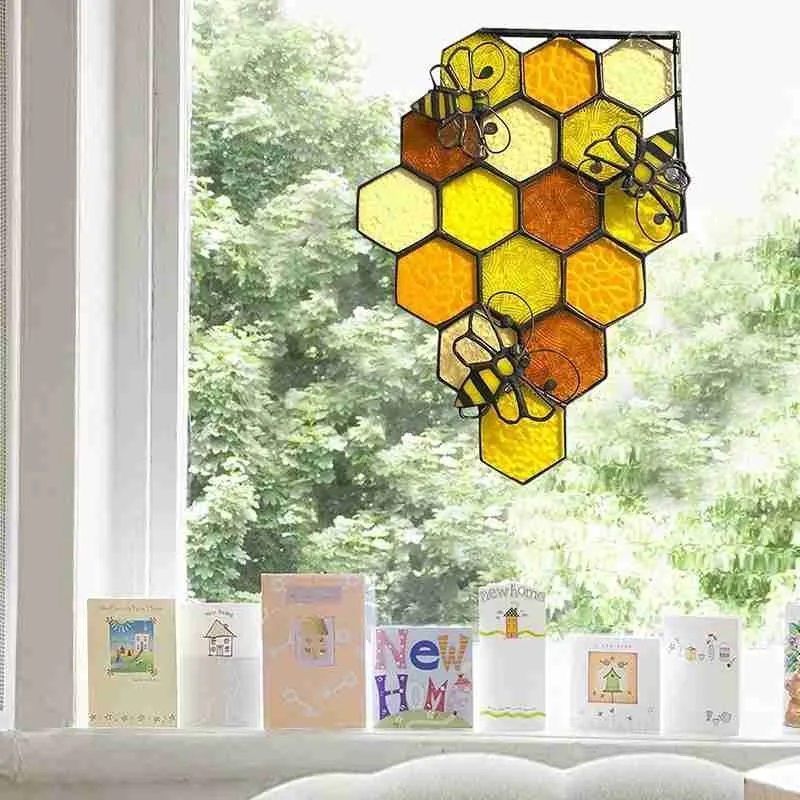 4 стиля королева пчела защита от меда Suncatcher медовая мозаика ручной работы