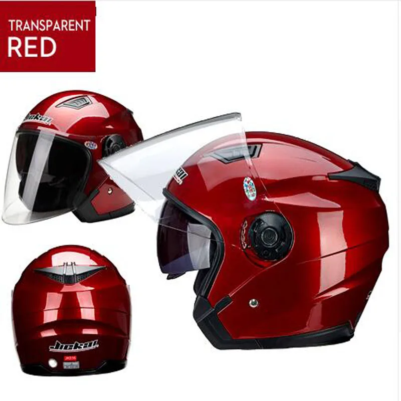 Красный Moto rcycle двойной объектив 3/4 винтажные шлемы скутер мото мужской женский Шлем КАСКО емкость защитные шестерни Емкость - Цвет: Красный