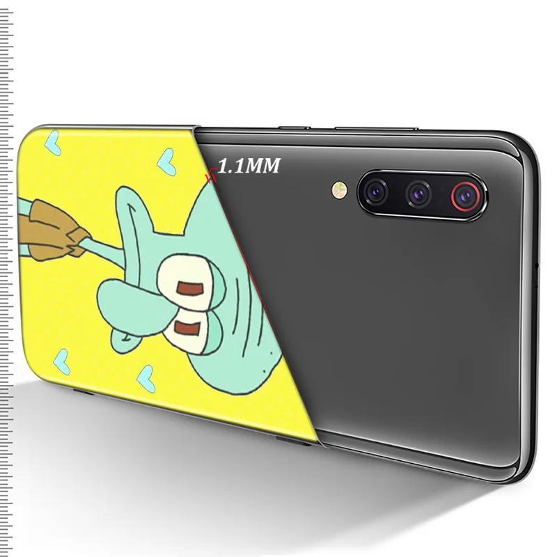 

Cute Funny Yellow Sponge Baby For Xiaomi Mi 11 11i 10T Note 10 9T 9 SE 8 Lite Pro Ultra 5G Black Phone Case