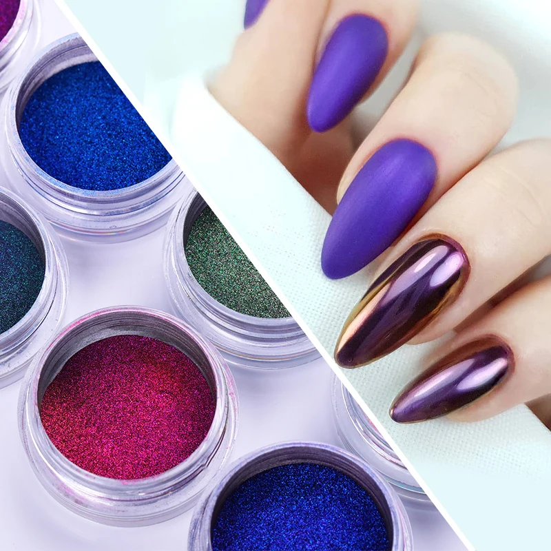 Хамелеоновый блеск для ногтей пыль зеркальный эффект дизайн павлин хромовый