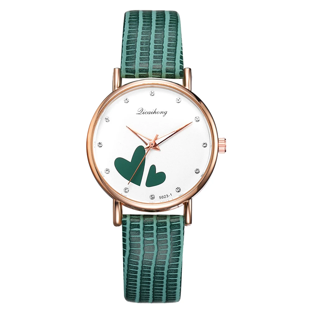 Женские кварцевые наручные часы с круглым циферблатом и ремешком из