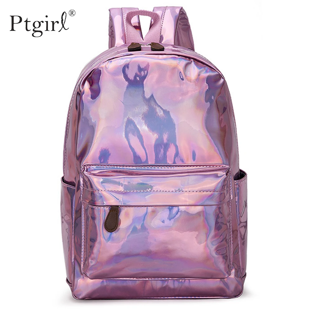 Новый 2019 Женская Блестящая Лазерная рюкзак студента Мини Симпатичные ПВХ кожа