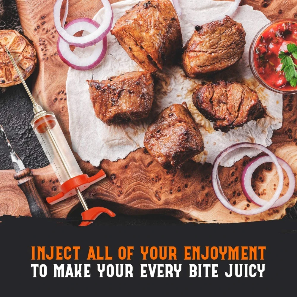 

MLIA Food Grade PP Stainless Steel Needles Spice Syringe Set BBQ Meat Flavor Injector Kitchen Sauce Marinade Syringe Accessory