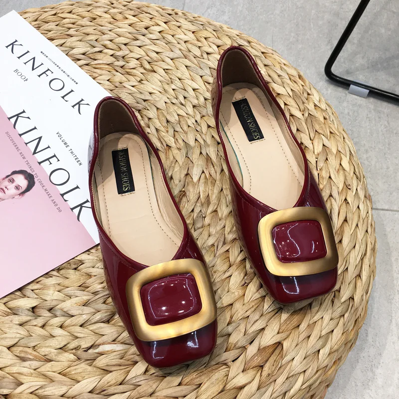 

Women Shallow Mouth Round Toe Moccasin Shoes Soft Casual Female Sneakers Buckle Flats Moccasins Square Summer Comfortable Retro