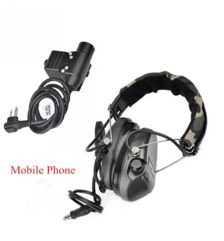 Mobile Phone Новые наушники ZTAC Military Softair Sordin, охотничьи наушники для защиты ушей с Z Tactical PTT Phone Midland Kenwood U94 PTT Z111 FG Z113 - Цвет: Mobile Phone