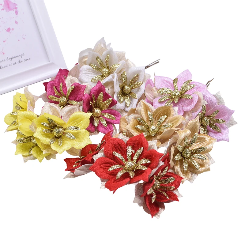 6/9/15 шт 7 см золотые блестящие искусственные цветы для свадебной вечеринки