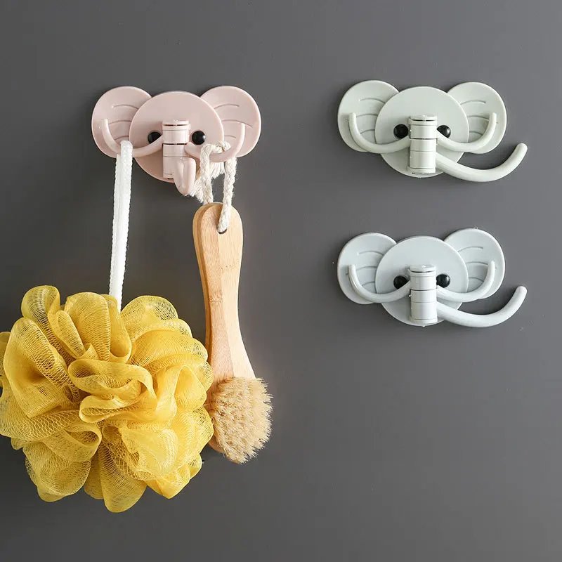 

Elephant Head Animal Wall Door Clothing Hook Display Storage Racks Self Adhesive Hanger Bag Keys Sticky Holder Creative Decor