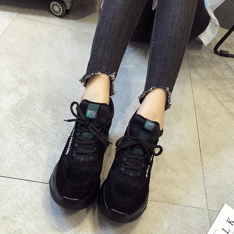 Rimocy Autumn Winter warm black sneakers women fashion platform shoes woman designer short Plush 6cm thick bottom chunky sneaker