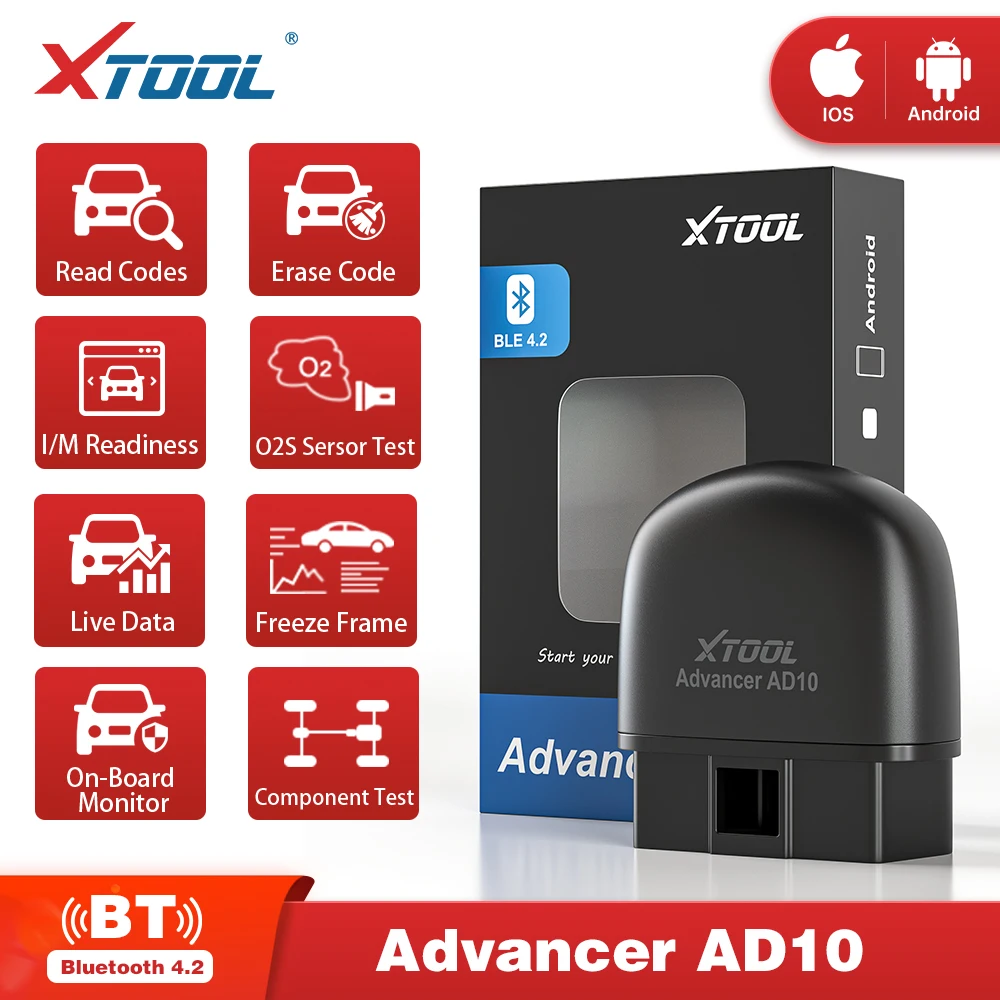 Диагностический сканер XTOOL AD10 Bluetooth 4 2 OBD2 для IOS/Android | Автомобили и мотоциклы