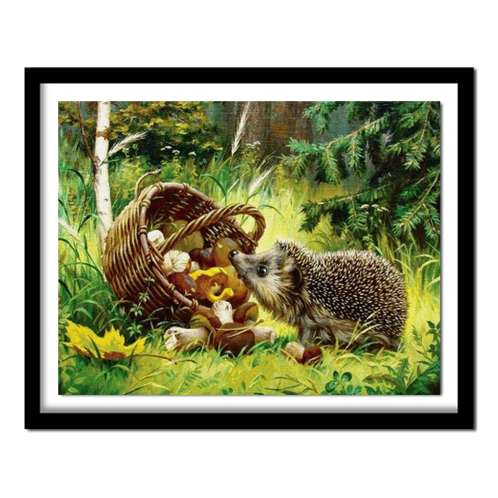 Алмазная вышивка &quotЕжик&quot стразы полная круглая картина с животными алмазная