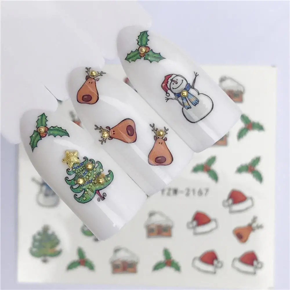 1P Kawaii Christmas Tree Flower Sticker Nail Glitter Powder Metallic Art UV Gel Polishing DIY Decorations Manicure | Красота и