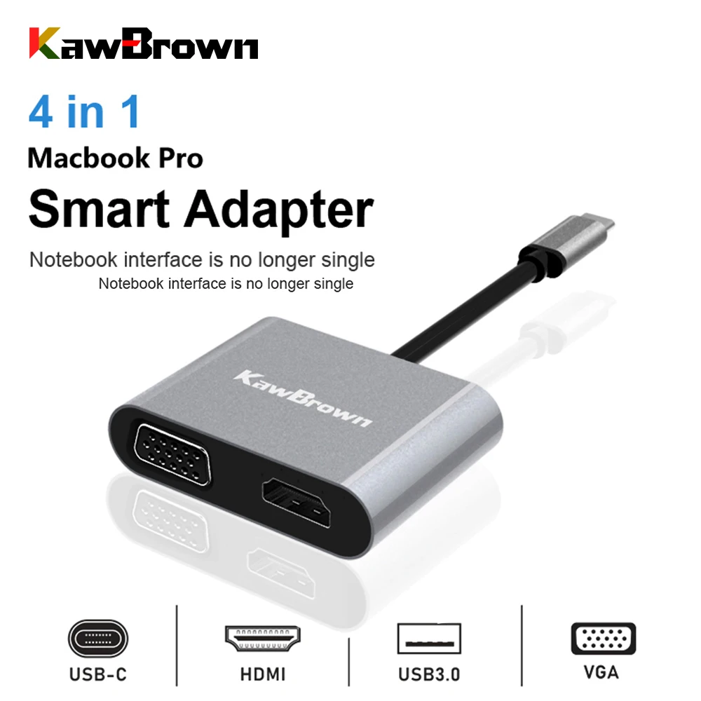KawBrown 4 в 1 мульти USB C док станция адаптер расширяется к 3 0/HDMI/VGA выход/PD Зарядка для