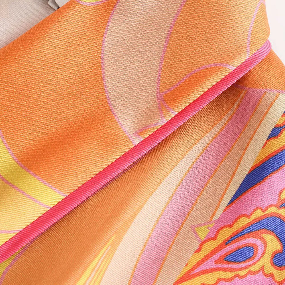 

2021 Za Women New Fashion Pocket decoration printing Japanese clothes Coat Vintage Long Sleeve belt Female Outerwear Chic Tops