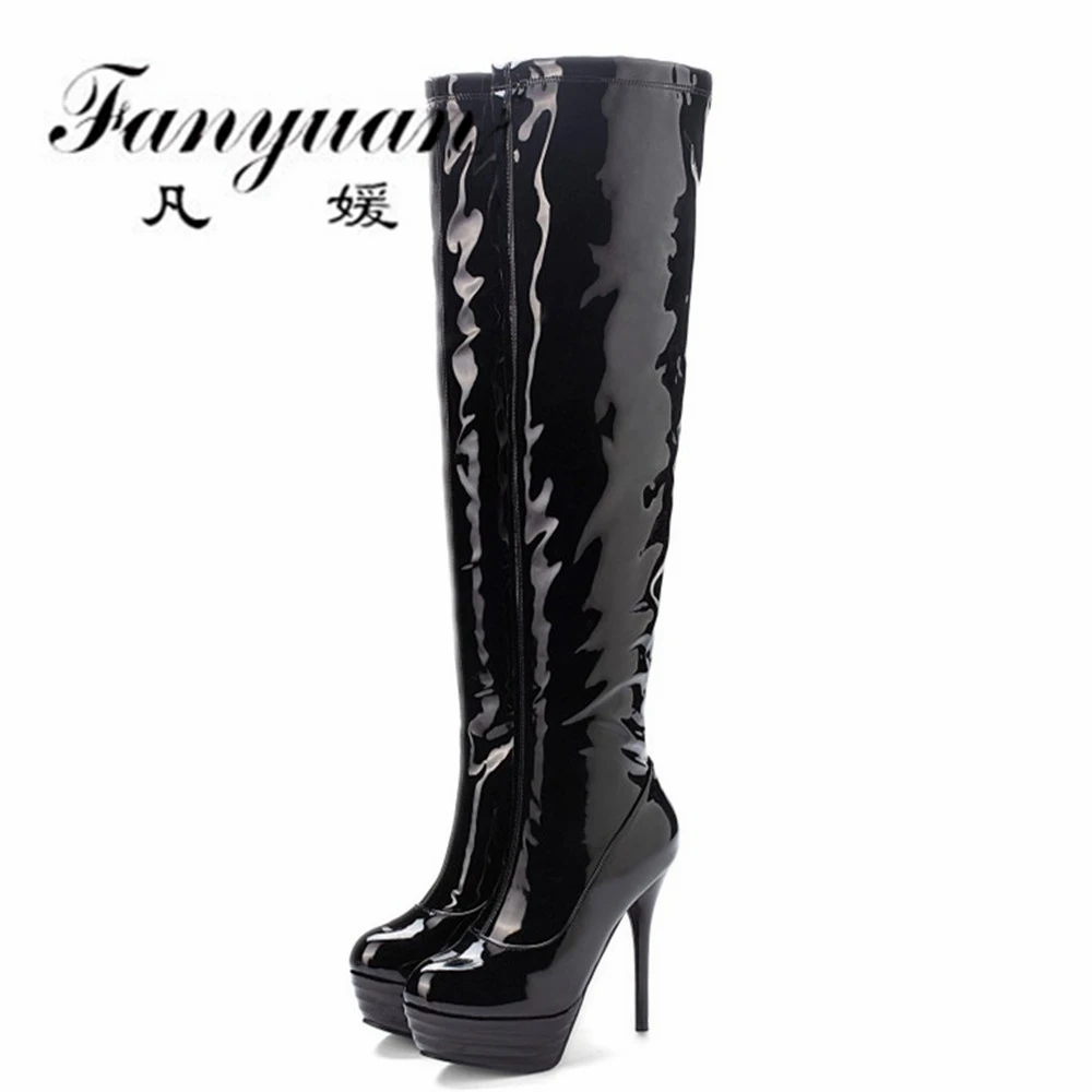 

Модные сексуальные женские сапоги Fanyuan выше колена, обувь для ночного клуба, женская зимняя обувь на высоком каблуке, женская новая модель