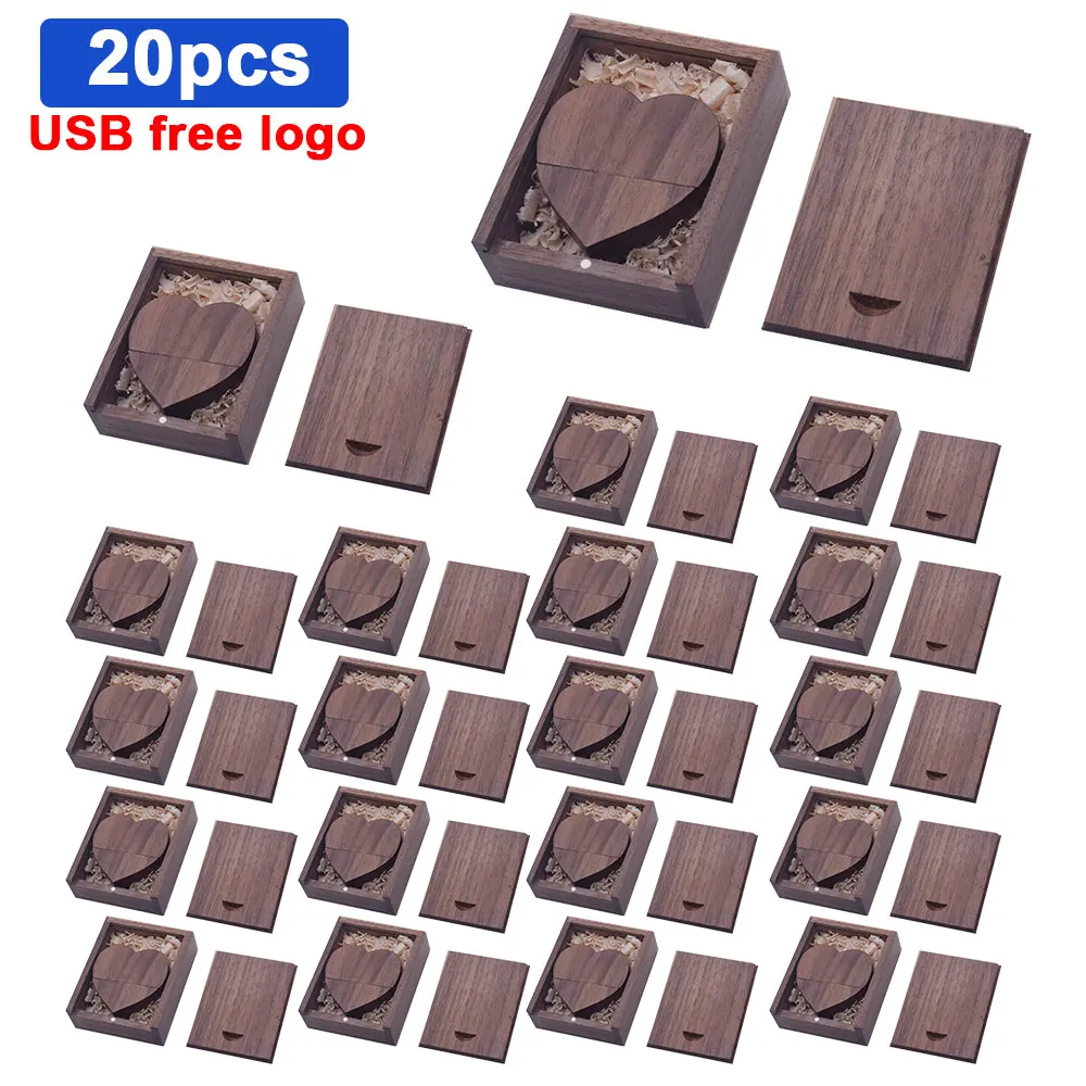 20 шт./лот бесплатный логотип грецкий орех деревянное сердце + Подарочная коробка