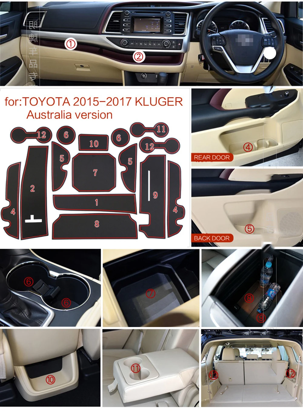 Дверной паз коврик для Toyota Highlander 2015 ~ 2017 автомобильные двери ворота Слот коврики