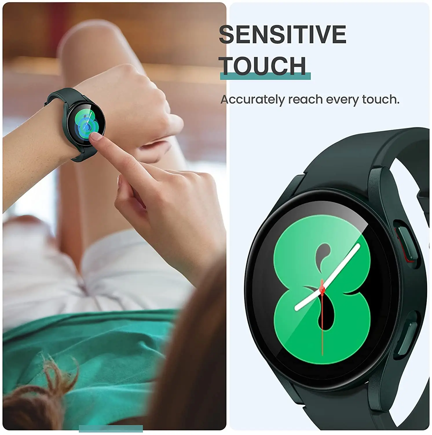 Tempered Glass+Matte Watch Cover for Galaxy Watch 4 Case 44mm 40mm，Bumper Full Screen Protector for Samsung Galaxy Watch4