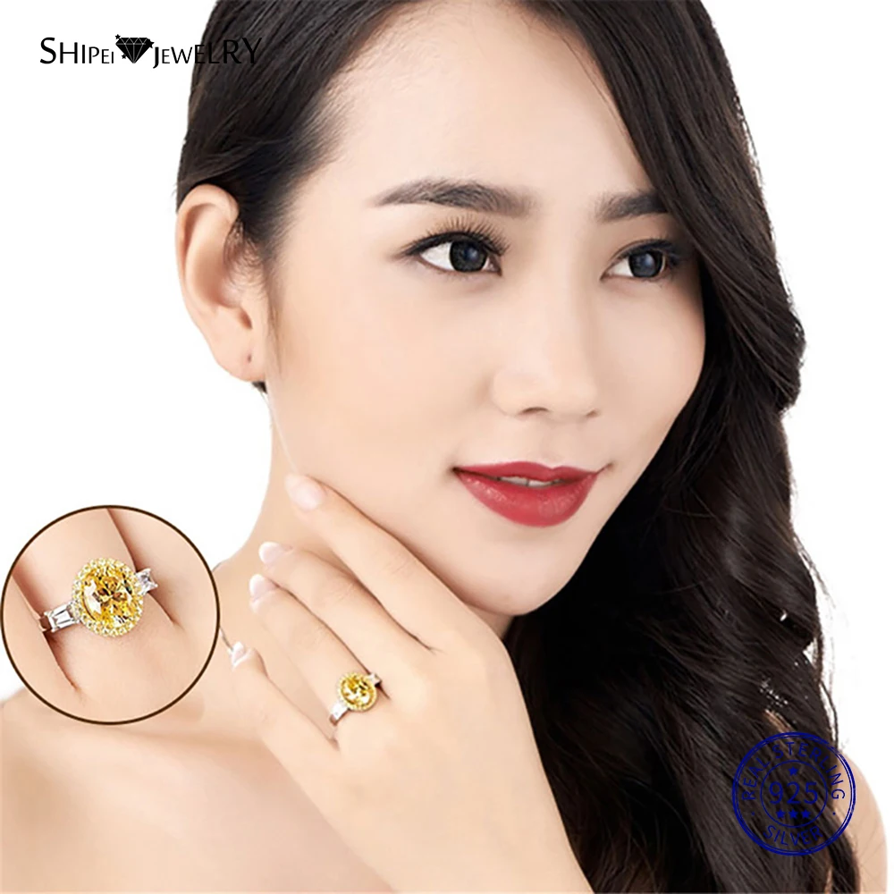 Женское кольцо из серебра 100% пробы с цитрином овальной формы|Кольца| |