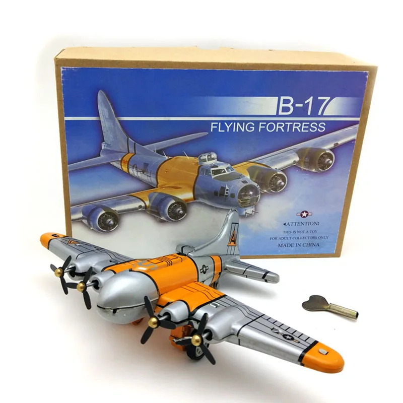 

B-17 Strategic Bomber Retro Wind Up Toys 23cm Creative Window Display Props Personality Gifts Creative Props Tin Toys