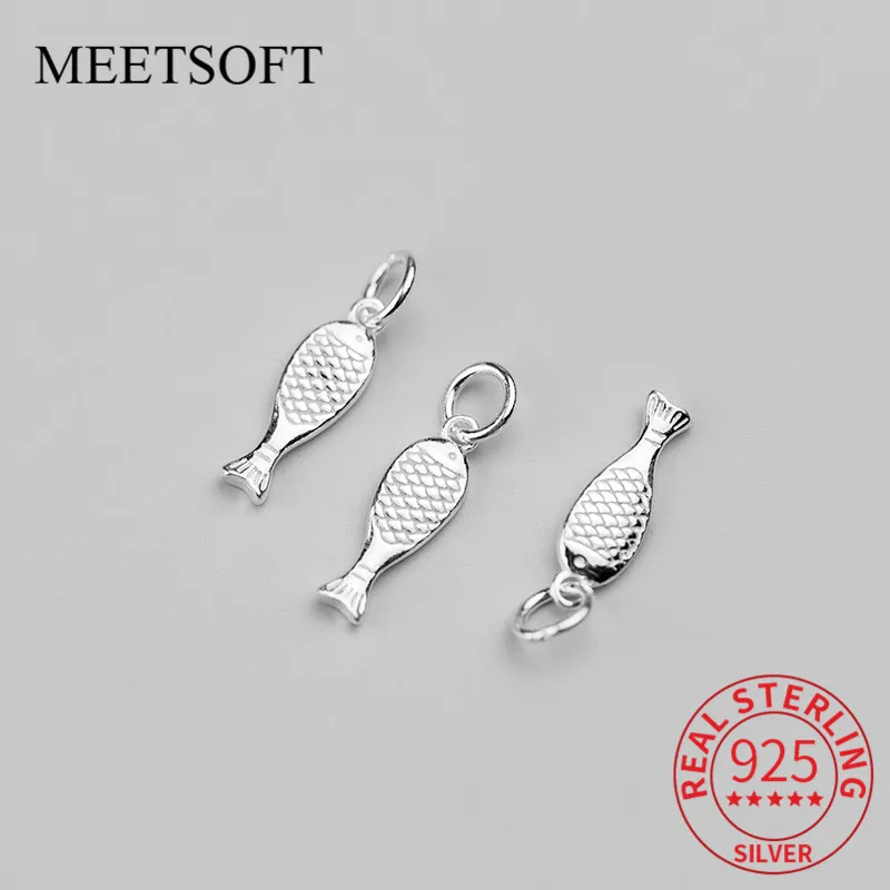 

MEETSOFT Cute 925 Sterling Silver Fish Animals Charms Special of DIY Handmade Making Jewelry Pendant Components Accessory