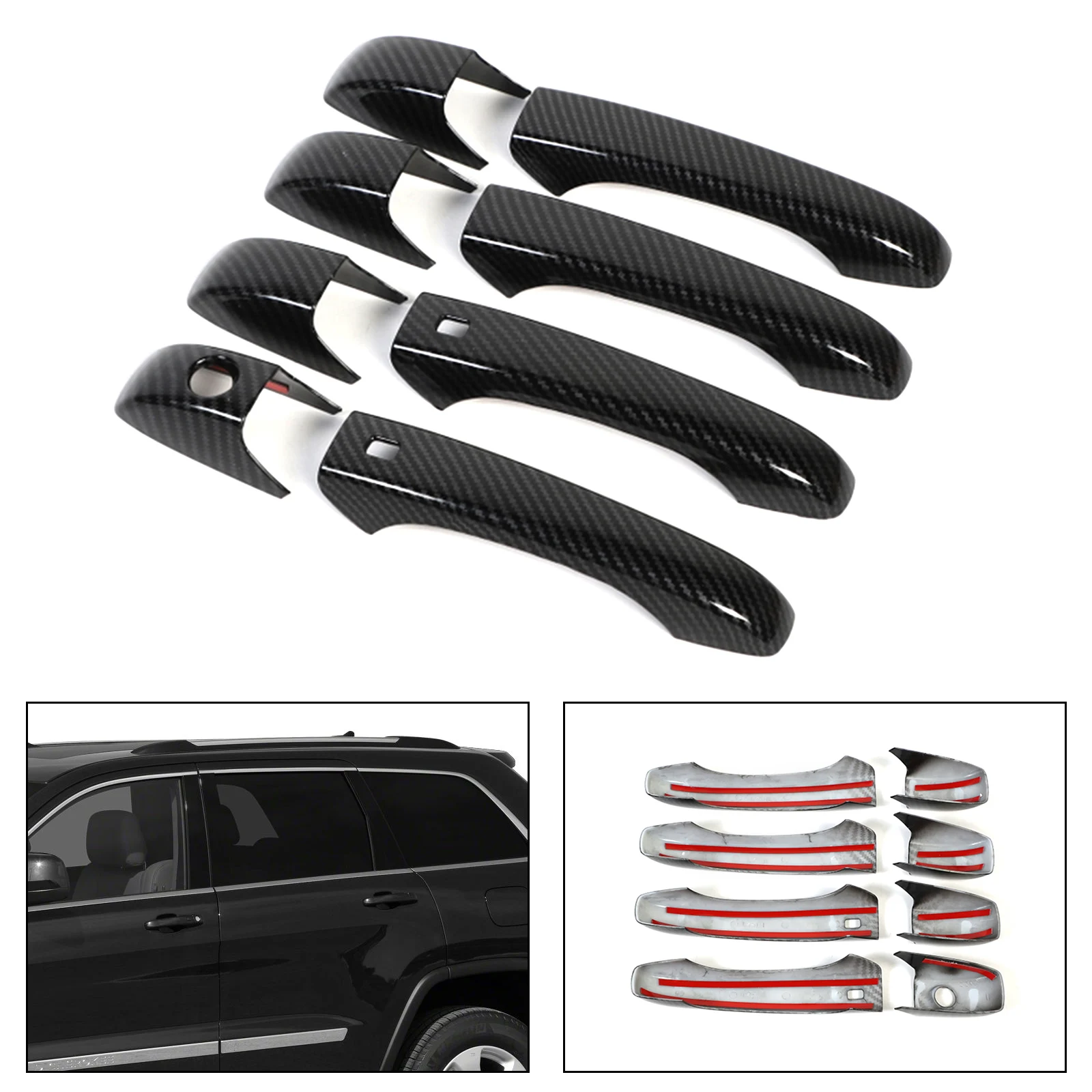 

Artudatech цветная боковая умная крышка ручки из углеродного волокна для Grand Cherokee 2011 2012 2013 2014 2015 2016 2017 2018 2019