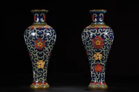 8tibet temple collection old bronze cloisonne enamel tangled branches lotus pattern plum blossom vase a pair ornaments