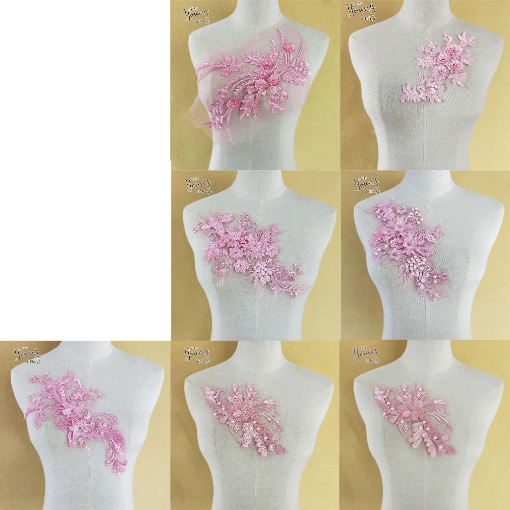 Новое поступление розовая вышитая фатиновая сетчатая ткань сделай сам на