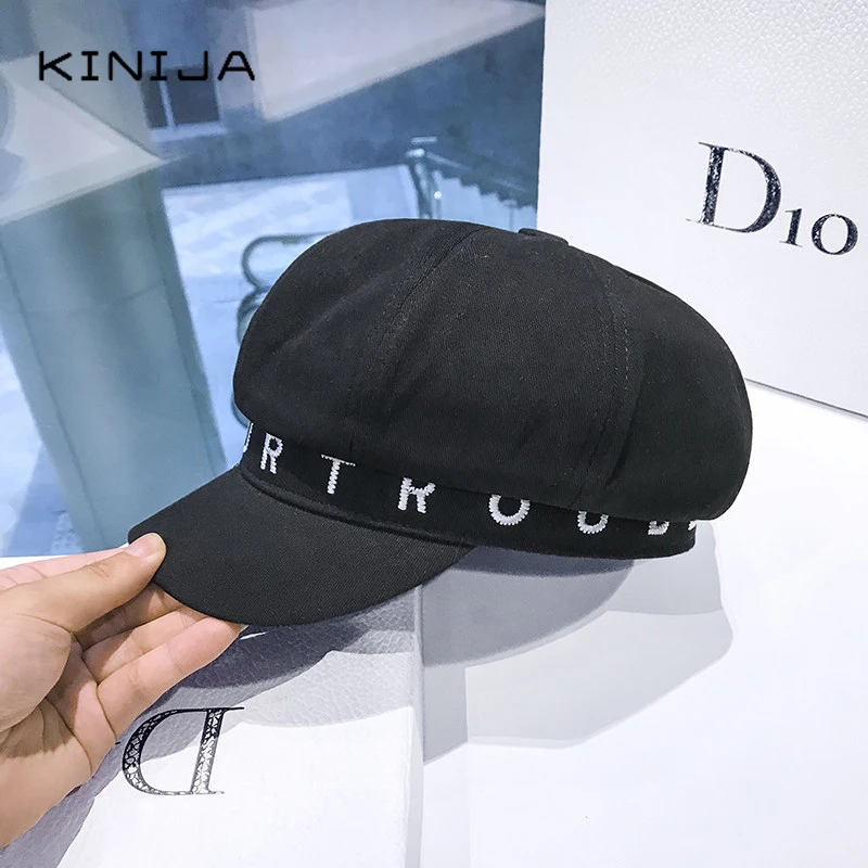 Осенняя Женская кепка в стиле Харадзюку с вышитым буквенным принтом Ретро стиль